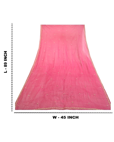 Sanskriti Vintage Purple Long Dupatta Stole Georgette Hand Beaded Wrap Scarves DC-46003-Purple-Beaded Work-Georgette-2