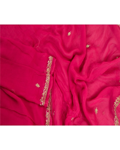 Sanskriti Vintage Purple Long Dupatta Stole Georgette Hand Beaded Wrap Scarves DC-46003-Purple-Beaded Work-Georgette-4