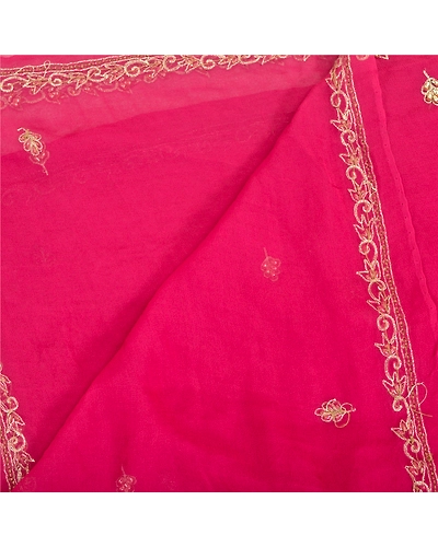 Sanskriti Vintage Purple Long Dupatta Stole Georgette Hand Beaded Wrap Scarves DC-46003-Purple-Beaded Work-Georgette-5