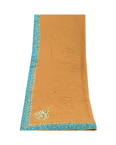 Sanskriti Vintage Brown Long Dupatta Stole Georgette Hand Beaded Gota Patti Work DC-46029-Shade Of Brown-Gota Patti Work-Georgette-9