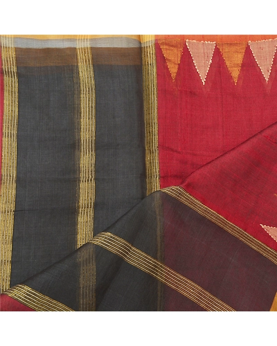 Sanskriti Vintage Dupatta Long Stole Chanderi Dark Red Hijab Woven Wrap Shawl DC-46079-Dark Red-Woven Work-Chanderi-5
