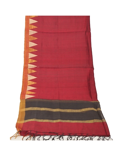 Sanskriti Vintage Dupatta Long Stole Chanderi Dark Red Hijab Woven Wrap Shawl DC-46079-Dark Red-Woven Work-Chanderi-9