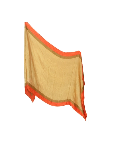 Sanskriti Vintage Dupatta Long Stole Pure Satin Silk Printed Work Soft Veil DC-46085-Orange &amp; Shade Of Beige-Printed Work-Pure Satin Silk-1