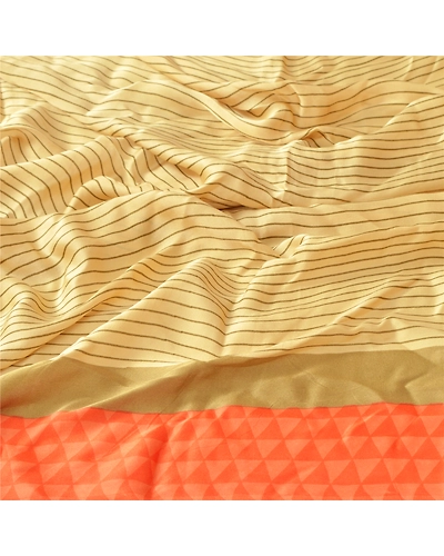 Sanskriti Vintage Dupatta Long Stole Pure Satin Silk Printed Work Soft Veil DC-46085-Orange &amp; Shade Of Beige-Printed Work-Pure Satin Silk-7