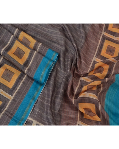 Sanskriti Vintage Dupatta Long Stole Art Silk Black Printed &amp; Woven Work Shawl DC-46168-Black &amp; Blue-Printed Work-Art (Artificial) Silk-3