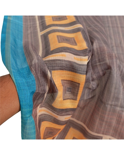 Sanskriti Vintage Dupatta Long Stole Art Silk Black Printed &amp; Woven Work Shawl DC-46168-Black &amp; Blue-Printed Work-Art (Artificial) Silk-5