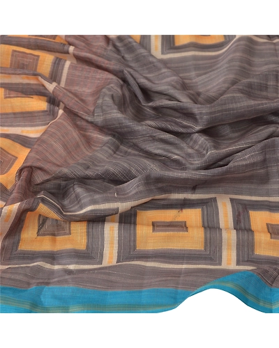 Sanskriti Vintage Dupatta Long Stole Art Silk Black Printed &amp; Woven Work Shawl DC-46168-Black &amp; Blue-Printed Work-Art (Artificial) Silk-6