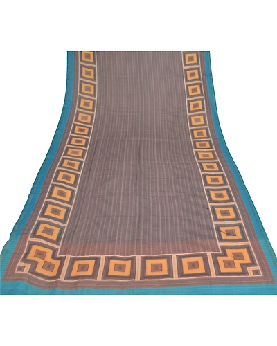 Sanskriti Vintage Dupatta Long Stole Art Silk Black Printed &amp; Woven Work Shawl DC-46168-Black &amp; Blue-Printed Work-Art (Artificial) Silk-7