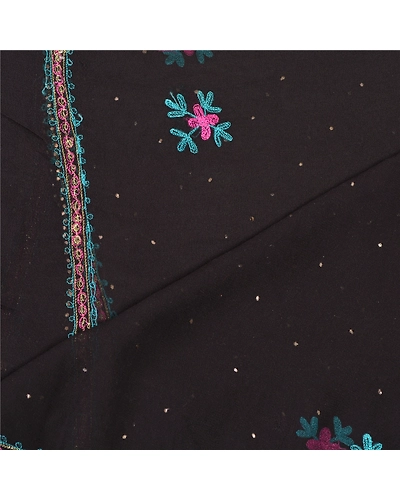 Sanskriti Vintage Dupatta Long Stole Georgette Black Hand Embroidered Hijab DC-46188-Black-Thread Work-Georgette-4