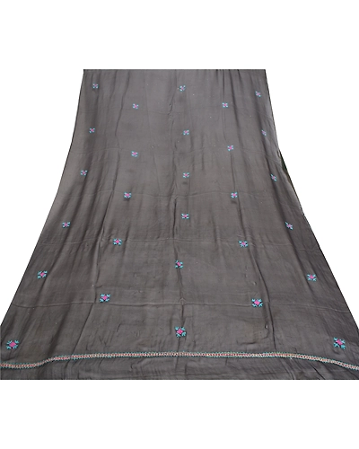 Sanskriti Vintage Dupatta Long Stole Georgette Black Hand Embroidered Hijab DC-46188-Black-Thread Work-Georgette-7