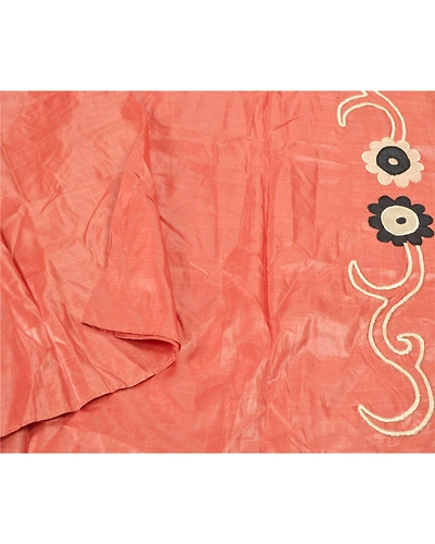 Sanskriti Vintage Dupatta Long Stole Pure Silk Dark Peach Scarves Embroidered DC-46190-Dark Peach-Thread Work-Pure Silk-2