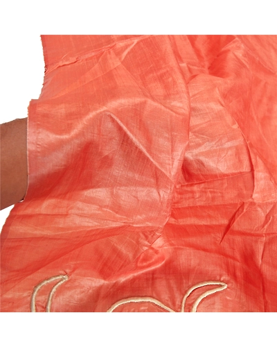 Sanskriti Vintage Dupatta Long Stole Pure Silk Dark Peach Scarves Embroidered DC-46190-Dark Peach-Thread Work-Pure Silk-5