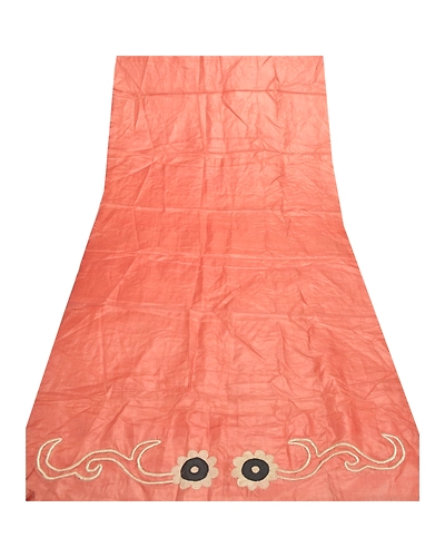 Sanskriti Vintage Dupatta Long Stole Pure Silk Dark Peach Scarves Embroidered DC-46190-Dark Peach-Thread Work-Pure Silk-7