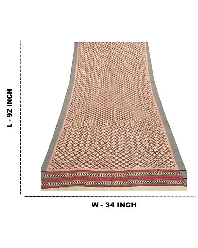 Sanskriti Vintage Dupatta Long Stole Blend Cotton Cream Wrap Shawl Printed Work DC-46227-Cream-Printed Work-Blend Cotton-1