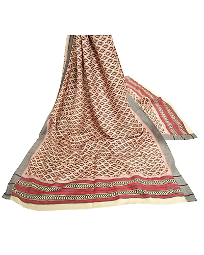 Sanskriti Vintage Dupatta Long Stole Blend Cotton Cream Wrap Shawl Printed Work DC-46227-Cream-Printed Work-Blend Cotton-2