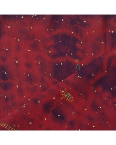 Sanskriti Vintage Dupatta Long Stole Georgette Purple Hand Beaded Tie- Dye Veil DC-46306-Shade Of Purple-Zari Work-Georgette-4