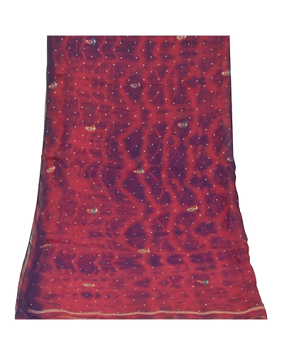 Sanskriti Vintage Dupatta Long Stole Georgette Purple Hand Beaded Tie- Dye Veil DC-46306-Shade Of Purple-Zari Work-Georgette-8