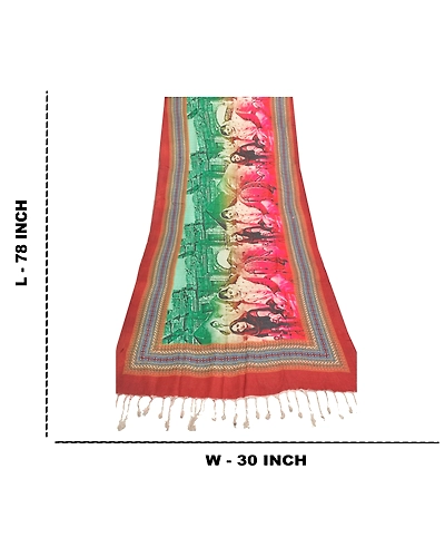 Sanskriti Vintage Dupatta Long Stole Blend Cotton Hijab Digital Printed Shawl DC-46320-Multi Color-Printed Work-Blend Cotton-1