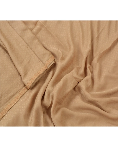 Sanskriti Vintage Dupatta Long Stole Brown Pure Silk Hijab Woven Wrap Scarves DC-46388-Brown-Woven Work-Pure Silk-3