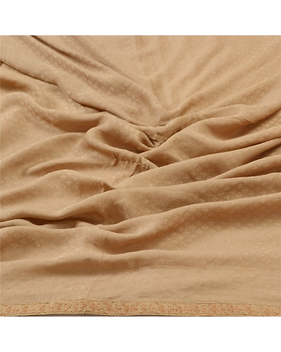Sanskriti Vintage Dupatta Long Stole Brown Pure Silk Hijab Woven Wrap Scarves DC-46388-Brown-Woven Work-Pure Silk-6