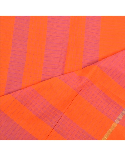 Sanskriti Vintage Dupatta Long Stole Pure Cotton Woven Chettinard Orange Hijab DC-46507-Orange &amp; Purple-Woven Work-Pure Cotton-4