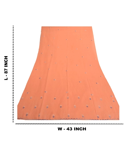 Sanskriti Vintage Dupatta Long Stole Pure Cotton Peach Handmade Chikankari Hijab DC-46526-Shade Of Peach-Thread Work-Pure Cotton-1