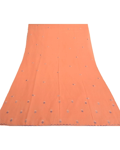 Sanskriti Vintage Dupatta Long Stole Pure Cotton Peach Handmade Chikankari Hijab DC-46526-Shade Of Peach-Thread Work-Pure Cotton-7