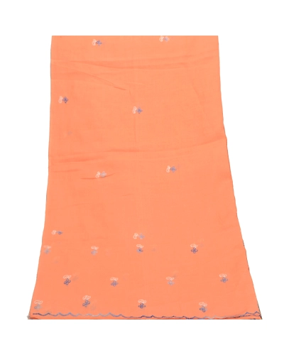 Sanskriti Vintage Dupatta Long Stole Pure Cotton Peach Handmade Chikankari Hijab DC-46526-Shade Of Peach-Thread Work-Pure Cotton-8