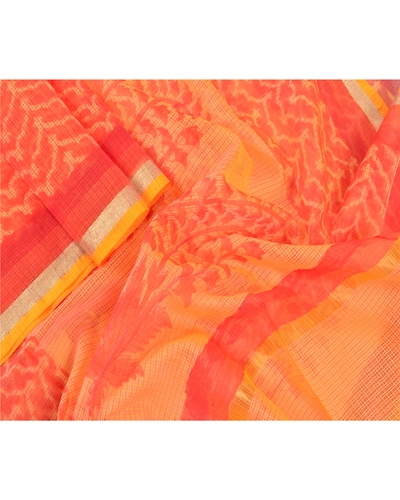 Sanskriti Vintage Dupatta Long Stole Pure Cotton Yellow Woven Kota Print Veil DC-46765-Yellow-Printed Work-Pure Cotton-3