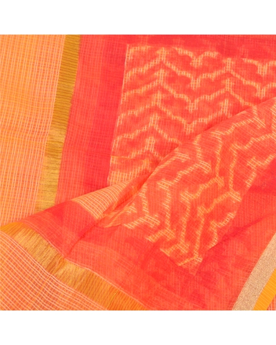 Sanskriti Vintage Dupatta Long Stole Pure Cotton Yellow Woven Kota Print Veil DC-46765-Yellow-Printed Work-Pure Cotton-4