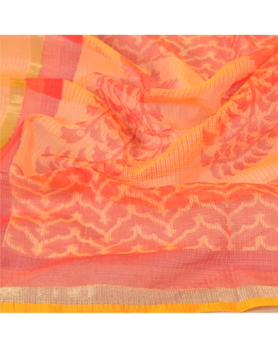 Sanskriti Vintage Dupatta Long Stole Pure Cotton Yellow Woven Kota Print Veil DC-46765-Yellow-Printed Work-Pure Cotton-6