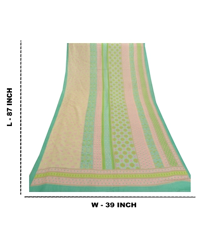 Sanskriti Vintage Dupatta Long Stole Cotton Veil Printed Kota Wrap Floral Shawl DC-46901-Green-Printed Work-Cotton-1
