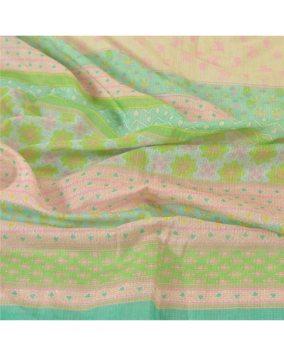 Sanskriti Vintage Dupatta Long Stole Cotton Veil Printed Kota Wrap Floral Shawl DC-46901-Green-Printed Work-Cotton-6