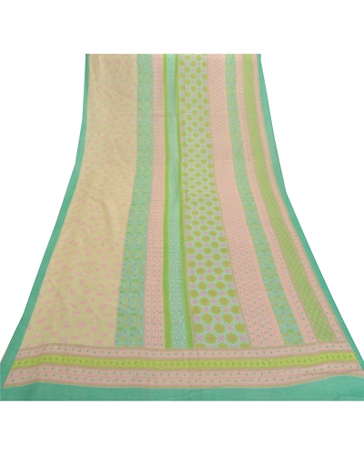 Sanskriti Vintage Dupatta Long Stole Cotton Veil Printed Kota Wrap Floral Shawl DC-46901-Green-Printed Work-Cotton-7