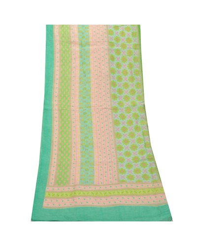 Sanskriti Vintage Dupatta Long Stole Cotton Veil Printed Kota Wrap Floral Shawl DC-46901-Green-Printed Work-Cotton-8