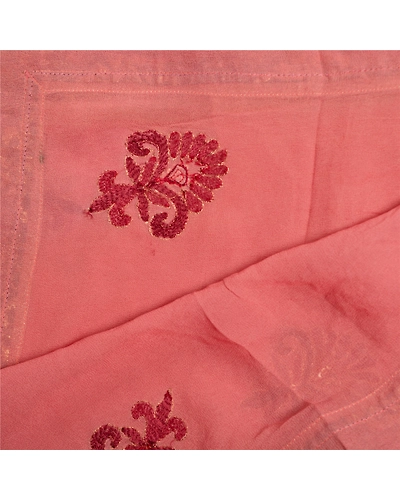Sanskriti Vintage Dupatta Long Stole Georgette Peach Hand Beaded Wrap Scarves DC-46930-Shade Of Peach-Patch Work-Georgette-4