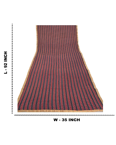 Sanskriti Vintage Dupatta Long Stole Pure Cotton Blue Shawl Printed Wrap Hijab DC-46935-Blue-Printed Work-Pure Cotton-1
