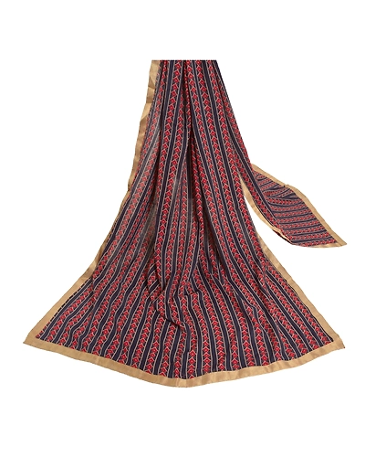 Sanskriti Vintage Dupatta Long Stole Pure Cotton Blue Shawl Printed Wrap Hijab DC-46935-Blue-Printed Work-Pure Cotton-2