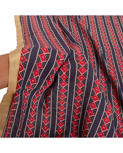 Sanskriti Vintage Dupatta Long Stole Pure Cotton Blue Shawl Printed Wrap Hijab DC-46935-Blue-Printed Work-Pure Cotton-5