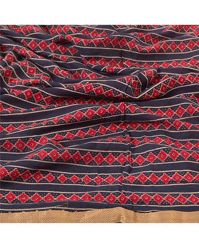 Sanskriti Vintage Dupatta Long Stole Pure Cotton Blue Shawl Printed Wrap Hijab DC-46935-Blue-Printed Work-Pure Cotton-6