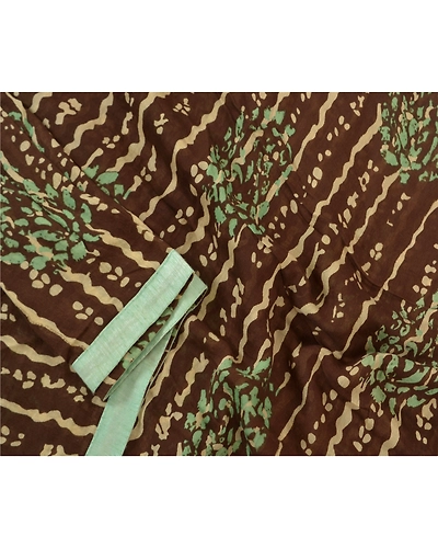 Sanskriti Vintage Dupatta Long Stole Chanderi Brown Batik Work Wrap Scarves DC-46977-Brown-Batik Work-Chanderi-3