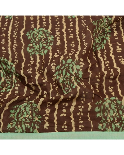 Sanskriti Vintage Dupatta Long Stole Chanderi Brown Batik Work Wrap Scarves DC-46977-Brown-Batik Work-Chanderi-6