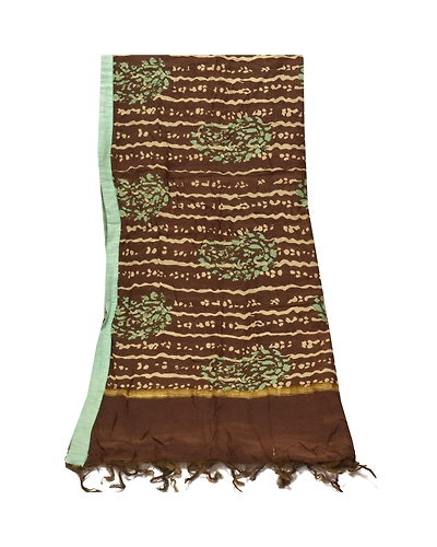 Sanskriti Vintage Dupatta Long Stole Chanderi Brown Batik Work Wrap Scarves DC-46977-Brown-Batik Work-Chanderi-8