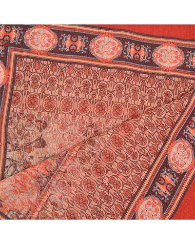 Sanskriti Vintage Dupatta Long Stole Art Silk Orange Digital Printed Scarves DC-47044-Orange-Digital Printed Work-Art (Artificial) Silk-4