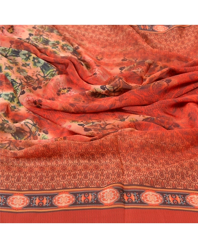 Sanskriti Vintage Dupatta Long Stole Art Silk Orange Digital Printed Scarves DC-47044-Orange-Digital Printed Work-Art (Artificial) Silk-6