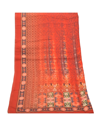 Sanskriti Vintage Dupatta Long Stole Art Silk Orange Digital Printed Scarves DC-47044-Orange-Digital Printed Work-Art (Artificial) Silk-8