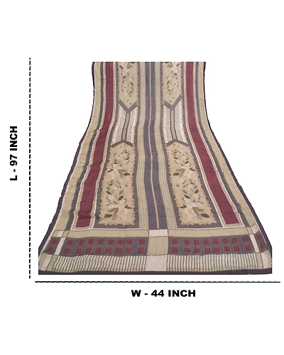 Sanskriti Vintage Dupatta Long Stole 100% Pure Silk Veil Printed Soft Scarves DC-47065-Multi Color-Printed Work-Pure Silk-1