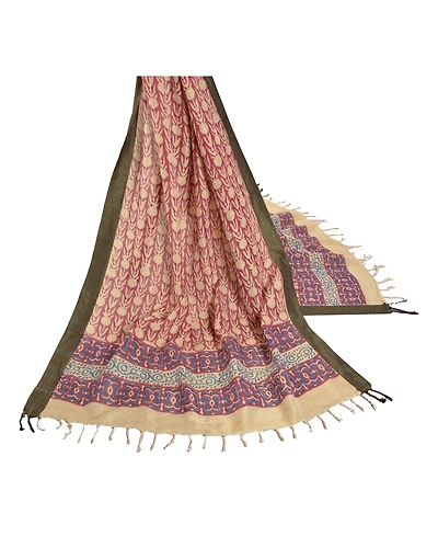 Sanskriti Vintage Dupatta Long Stole Cotton Dark Red Shawl Printed Hijab DC-47148-Dark Red-Printed Work-Cotton-2