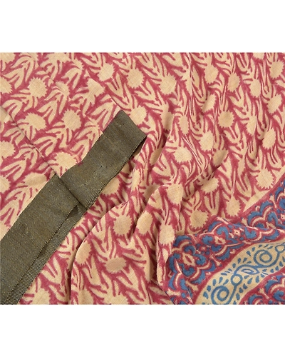 Sanskriti Vintage Dupatta Long Stole Cotton Dark Red Shawl Printed Hijab DC-47148-Dark Red-Printed Work-Cotton-3