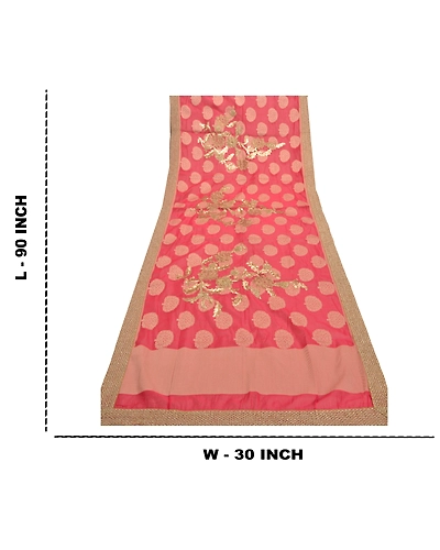 Sanskriti Vintage Dupatta Long Stole Art Silk Peach Embroidered Gota Work Veil DC-47319-Shade Of Peach-Gota Work-Art (Artificial) Silk-1